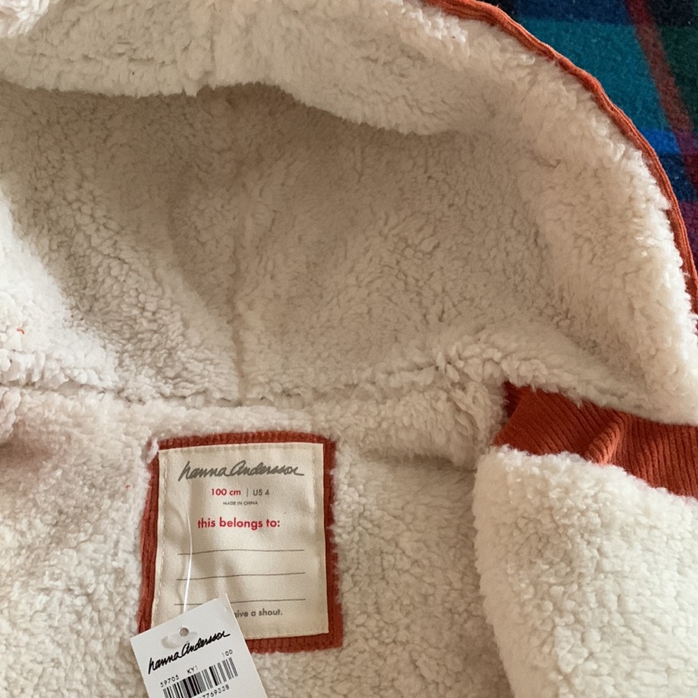 Hanna Andersson fox jacket Sherpa lined corduroy orange brown - Picture 12 of 16